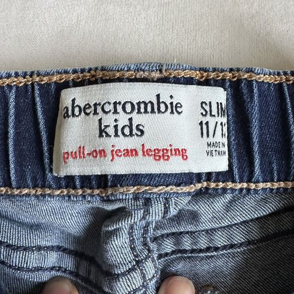 Abercrombie Kids Girls Pull-on Jean Legging Size 11/12 Slim Burgundy Stripe B31 - Picture 3 of 7